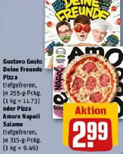 REWE Gustavo Gusto Deine Freunde Pizza oder Pizza Amore Napoli Salame Angebot
