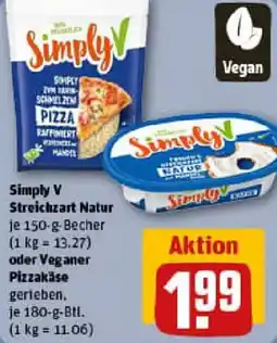 REWE Simply V Streichzart Natur oder Veganer Pizzakäse Angebot