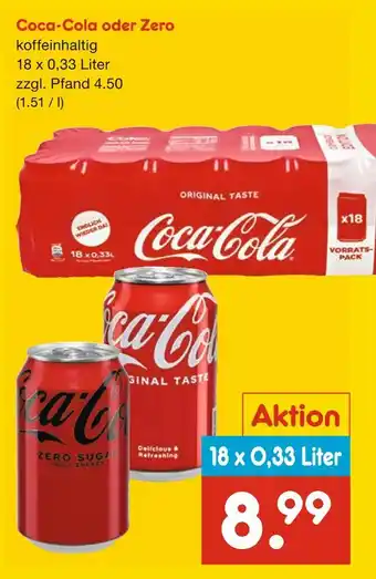 Netto Marken-Discount Coca-cola oder zero Angebot