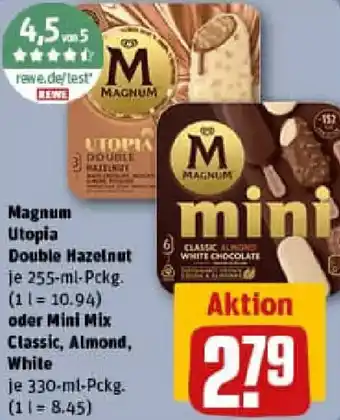 REWE Magnum Utopia Double Hazelnut oder Mini Mix Classic, Almond, White Angebot