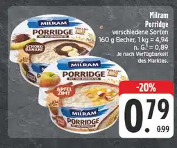 Edeka Milram porridge schoko banane Angebot