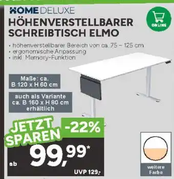 Marktkauf Home deluxe höhenverstellbarer schreibtisch elmo Angebot