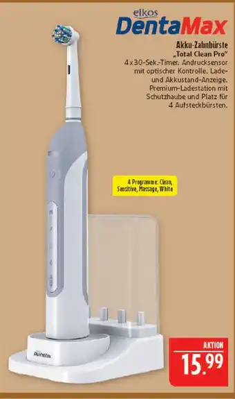 Marktkauf Elkos dentamax akku-zahnbürste total clean pro Angebot