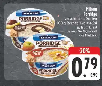 E-Center Milram porridge schoko banane Angebot