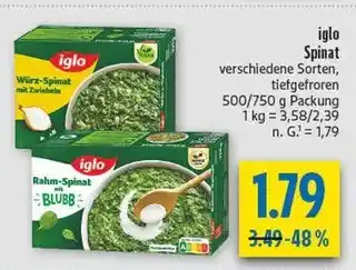 diska Iglo würz-spinat mit zwiebeln Angebot