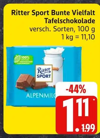 Edeka Ritter sport bunte vielfalt tafelschokolade Angebot