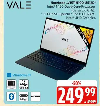 Marktkauf Vale notebook v15t-n100-8512d Angebot