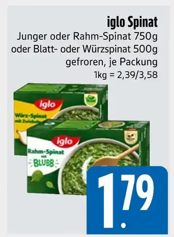 Edeka Iglo spinat junger oder rahm-spinat Angebot