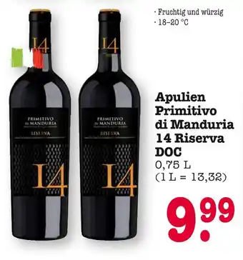 E-Center Apulien primitivo di manduria 14 riserva doc Angebot