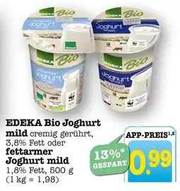 E-Center Edeka bio joghurt mild 3,8% fett Angebot