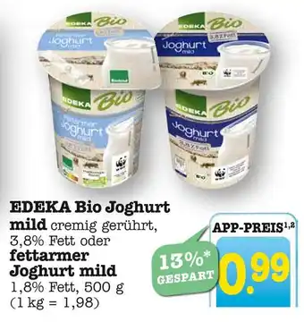 E-Center Edeka bio joghurt mild 3,8% fett Angebot