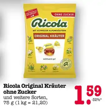 E-Center Ricola original kräuter ohne zucker Angebot