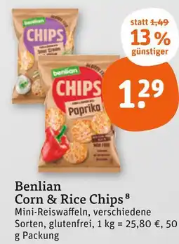 tegut Benlian corn & rice chips paprika Angebot
