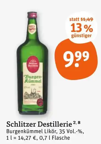tegut Schlitzer destillerie burgenkümmel likör Angebot