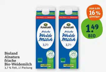 tegut Alnatura frische bio-weidemilch Angebot