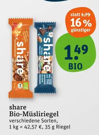 tegut Share bio-müsliriegel Angebot