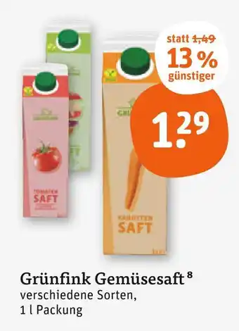 tegut Grünfink tomaten saft Angebot