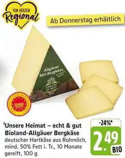 Edeka Unsere heimat bioland-allgäuer bergkäse Angebot