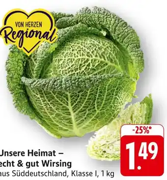 Edeka Unsere heimat recht & gut wirsing Angebot