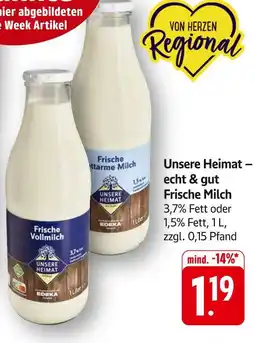 Edeka Unsere heimat frische vollmilch Angebot