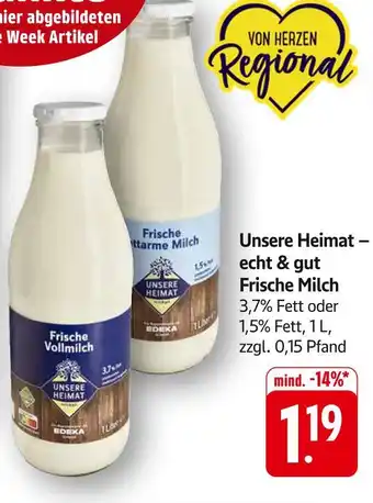 Edeka Unsere heimat frische vollmilch Angebot