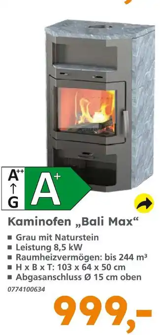 Globus Baumarkt Kaminofen bali max Angebot