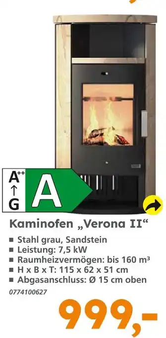 Globus Baumarkt Kaminofen verona ii Angebot