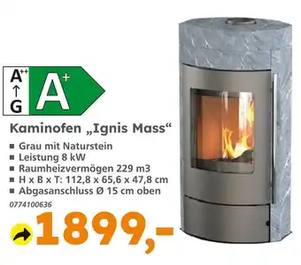 Globus Baumarkt Kaminofen ignis mass Angebot