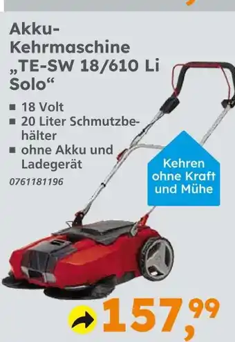 Globus Baumarkt Akku-kehrmaschine te-sw 18/610 li solo Angebot
