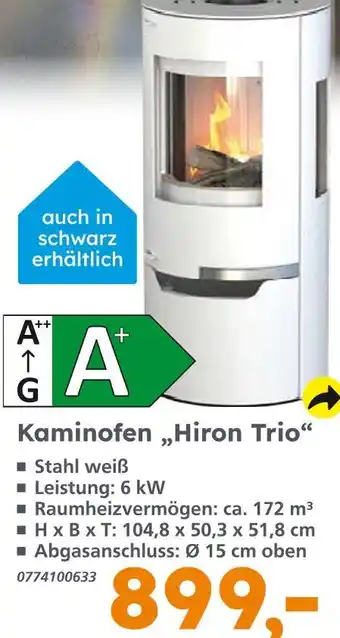 Globus Baumarkt Kaminofen hiron trio Angebot