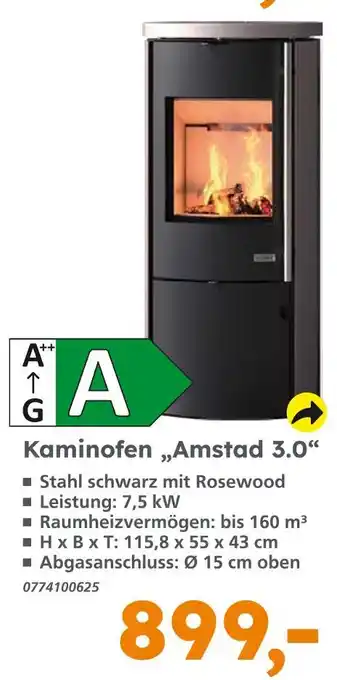 Globus Baumarkt Kaminofen amstad 3.0 Angebot