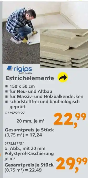 Globus Baumarkt Rigips estrichelemente Angebot