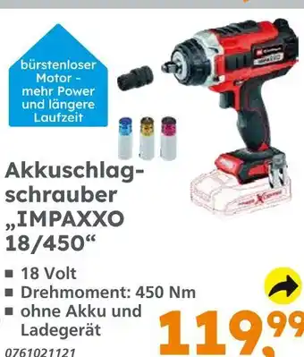 Globus Baumarkt Akkuschlagschrauber impaxxo 18/450 Angebot