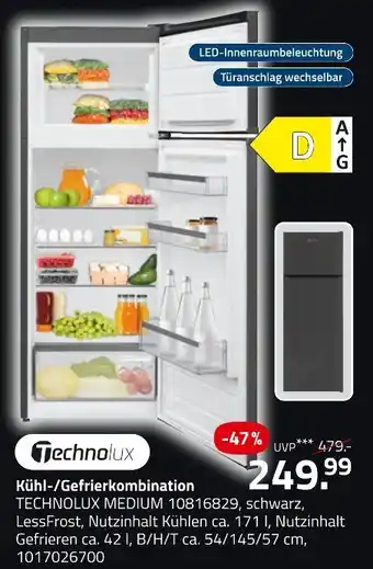 ROLLER Technolux kühl-/gefrierkombination medium 10816829 Angebot
