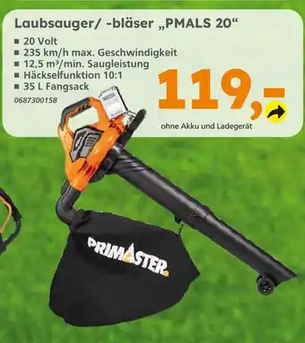 Globus Baumarkt Primaster laubsauger/-bläser „pmals 20“ Angebot