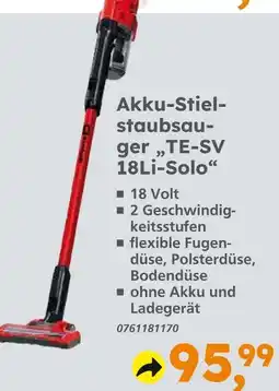 Globus Baumarkt Akku-stielstaubsauger te-sv 18li-solo Angebot