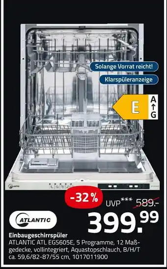 ROLLER Atlantic einbaugeschirrspüler Angebot