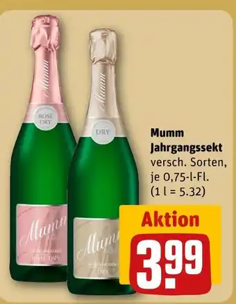 REWE Mumm jahrgangssekt rose dry Angebot