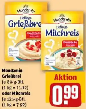 REWE Mondamin Grießbrei oder Milchreis Angebot