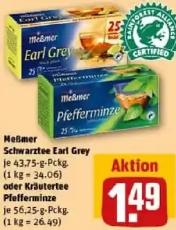REWE Meßmer Schwarztee Earl Grey oder Kräutertee Pfefferminze Angebot