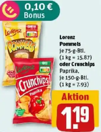 REWE Lorenz Pommels oder Crunchips Angebot