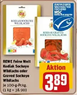 REWE REWE Feine Welt Kodiak Sockeye Wildlachs oder Graved Sockeye Wildlachs Angebot