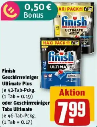 REWE Finish Geschirrreiniger Ultimate Plus oder Geschirrreiniger Tabs Ultimate Angebot