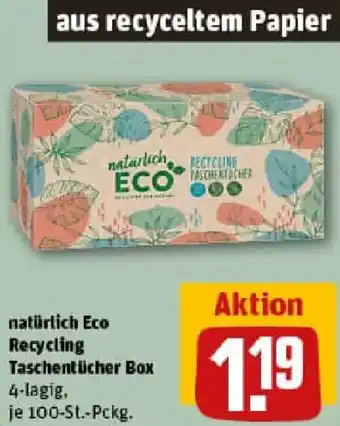 REWE natürlich Eco Recycling Taschentücher Box Angebot