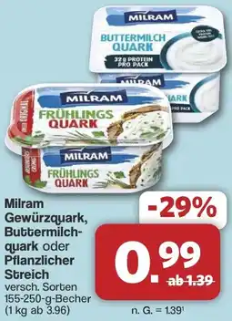 Famila Nord West Milram Gewürzquark, Buttermilchquark oder Pflanzlicher Streich Angebot