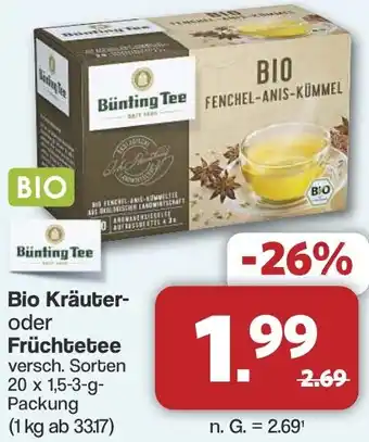Famila Nord West Bünting Tee Bio Kräuter- oder Früchtetee Angebot