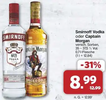 Famila Nord West Smirnoff Vodka oder Captain Morgan Angebot