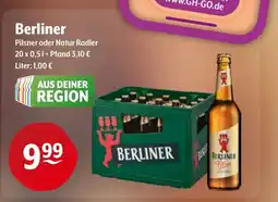 Getränke Hoffmann Berliner Pilsner oder Natur Radler Angebot
