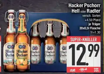 E-Center Hacker Pschorr Hell oder Radler Angebot