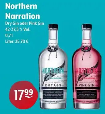 Getränke Hoffmann Northern Narration Dry Gin oder Pink Gin Angebot